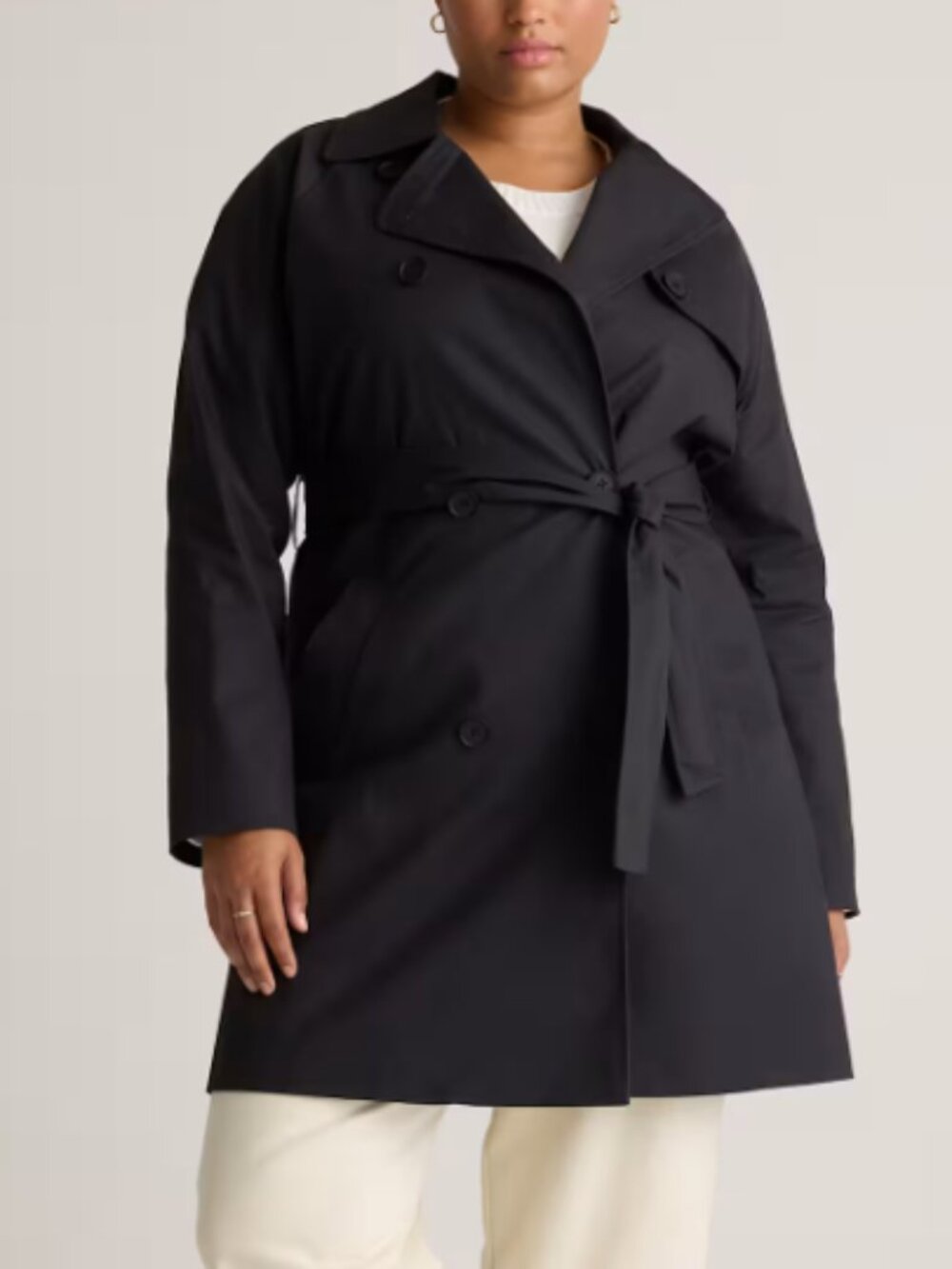 Quince Comfort Stretch Trench Coat Black XL NWT